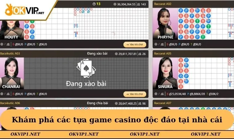 Khám phá các tựa game casino độc đáo tại nhà cái