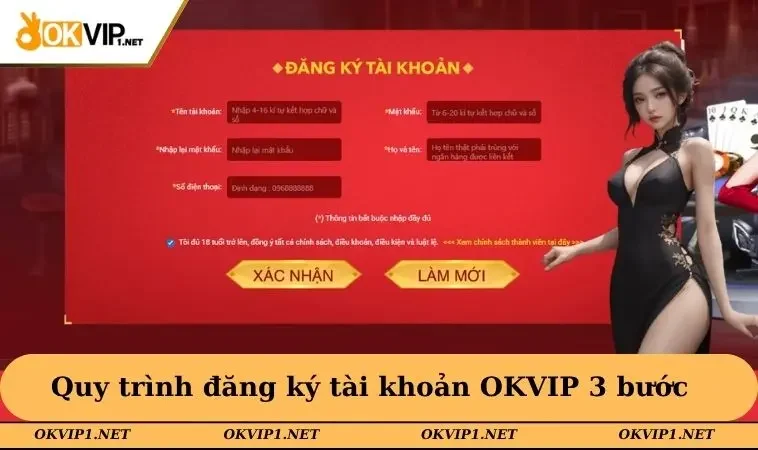 Quy trình đăng ký tài khoản OKVIP tối giản 3 bước